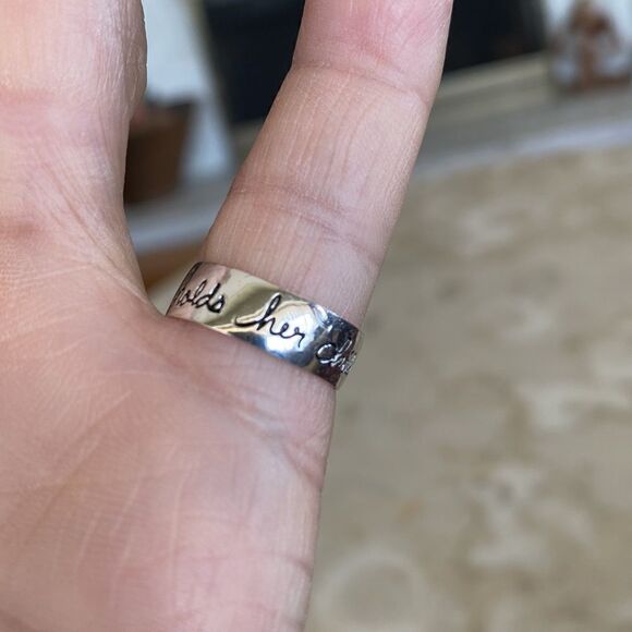 925 Sterling Silver Mother & Child Inspirational Quote Ring - Picture 4 of 6